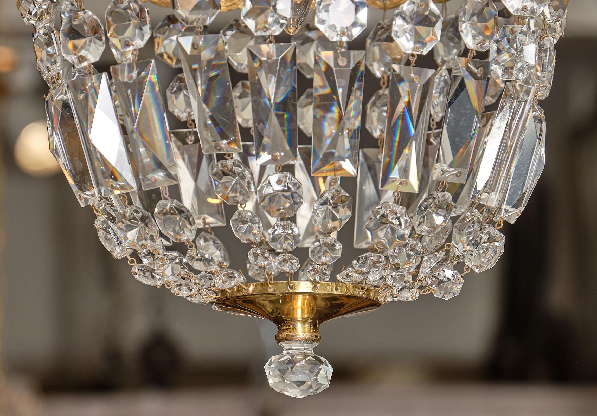 French Antique Crystal Pendant Chandeliers 1
