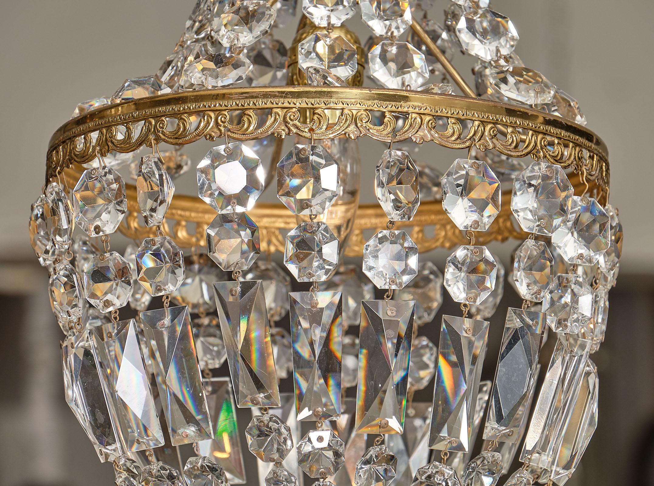 French Antique Crystal Pendant Chandeliers 2