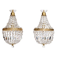 French Antique Crystal Pendant Chandeliers