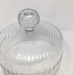 French Antique Cut Glass Dome, Cloche with Solid Glass Knob Handle