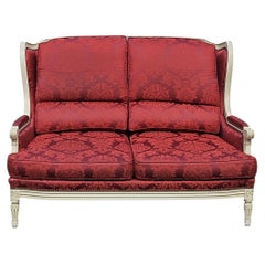 French antique Damask Canape-2 Seater Sofa-Settee-Louis XVI Style-1900s