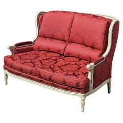 French antique Damask Canape-2 Seater Sofa-Settee-Louis XVI Style-1900s