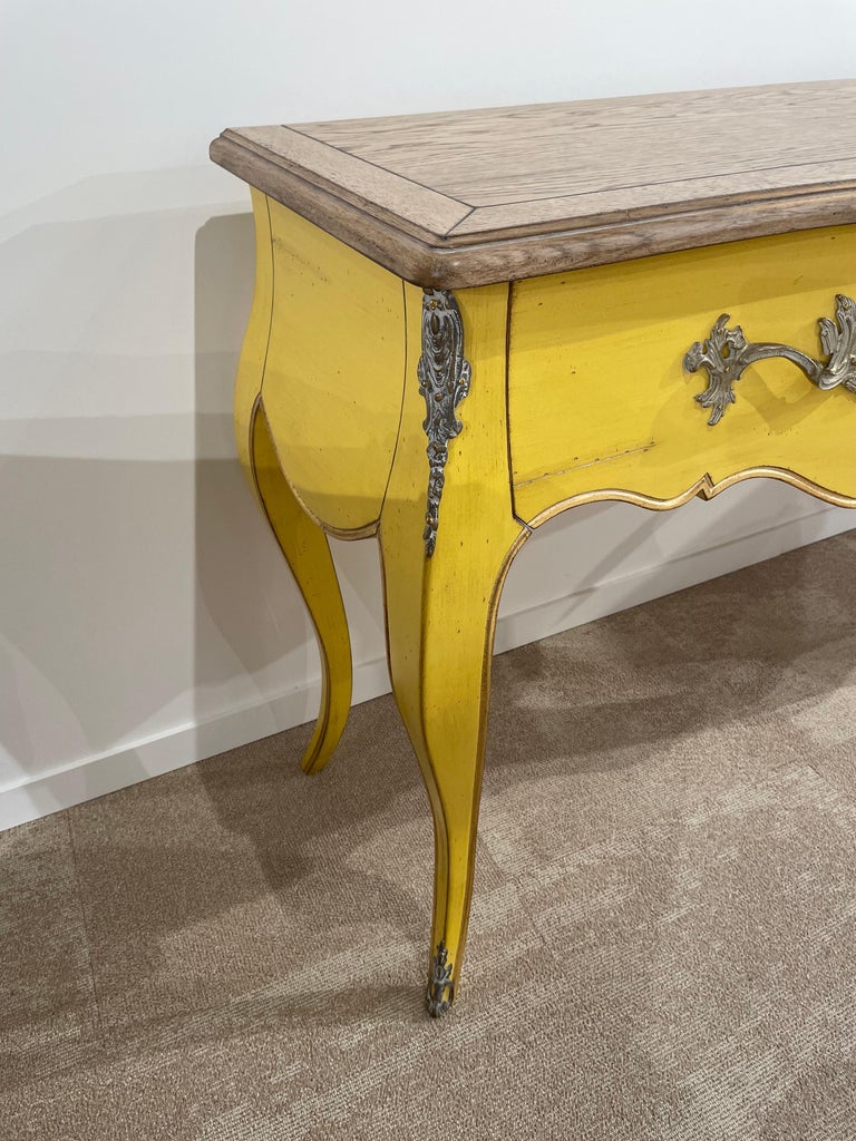 French Antique Design and Louis XV Style Wooden and Brass Console Table ...