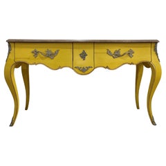 French Antique Design and Louis XV Style Wooden and Brass Console Table