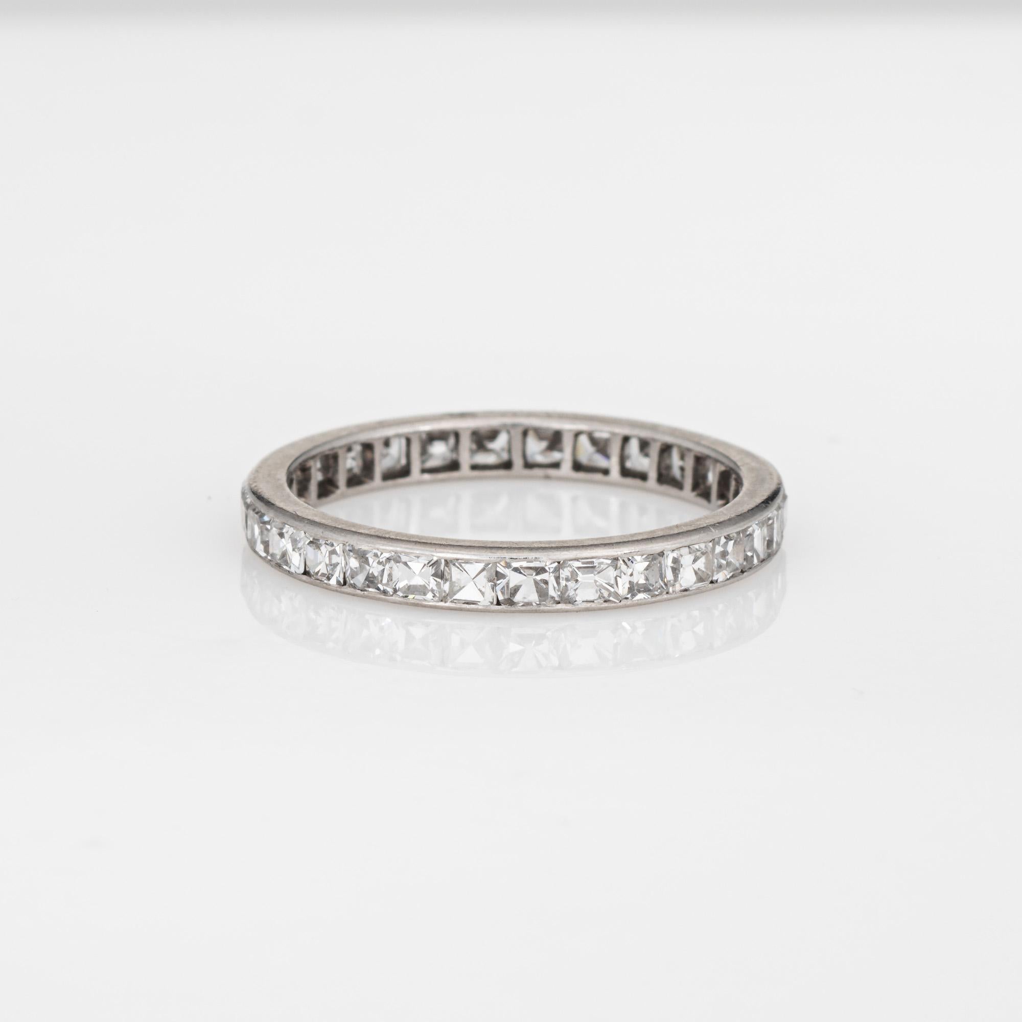 Édouardien Antique French Diamond Band Sz 4.75 Platinum Wedding Ring Eternity Table Cuts en vente