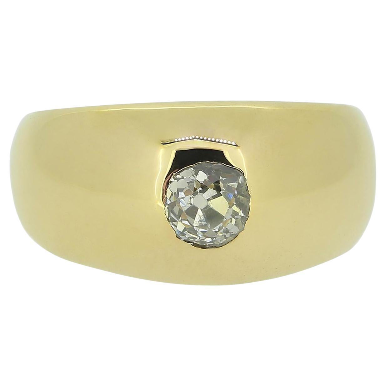 Bague bouddhiste française ancienne en diamants