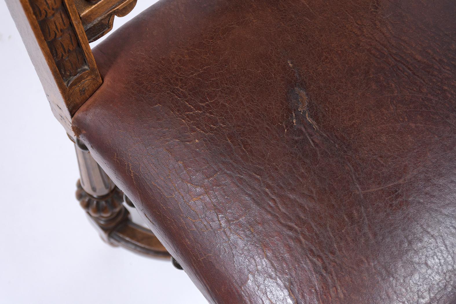 19th Century Leather Dining Chairs 4