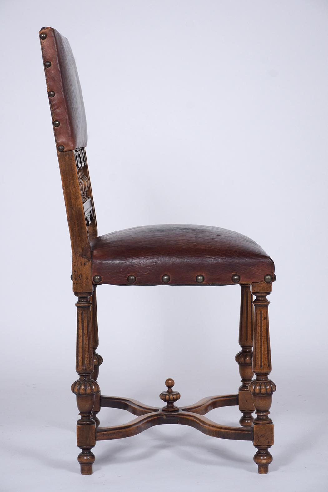 19th Century Leather Dining Chairs 6