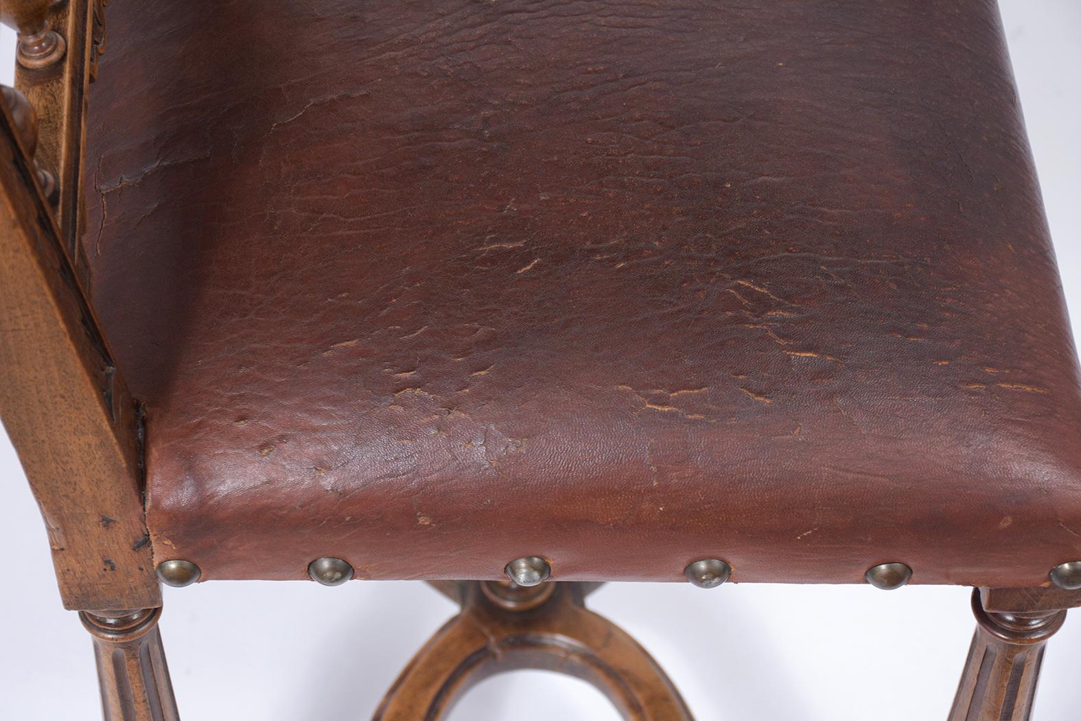 19th Century Leather Dining Chairs 7