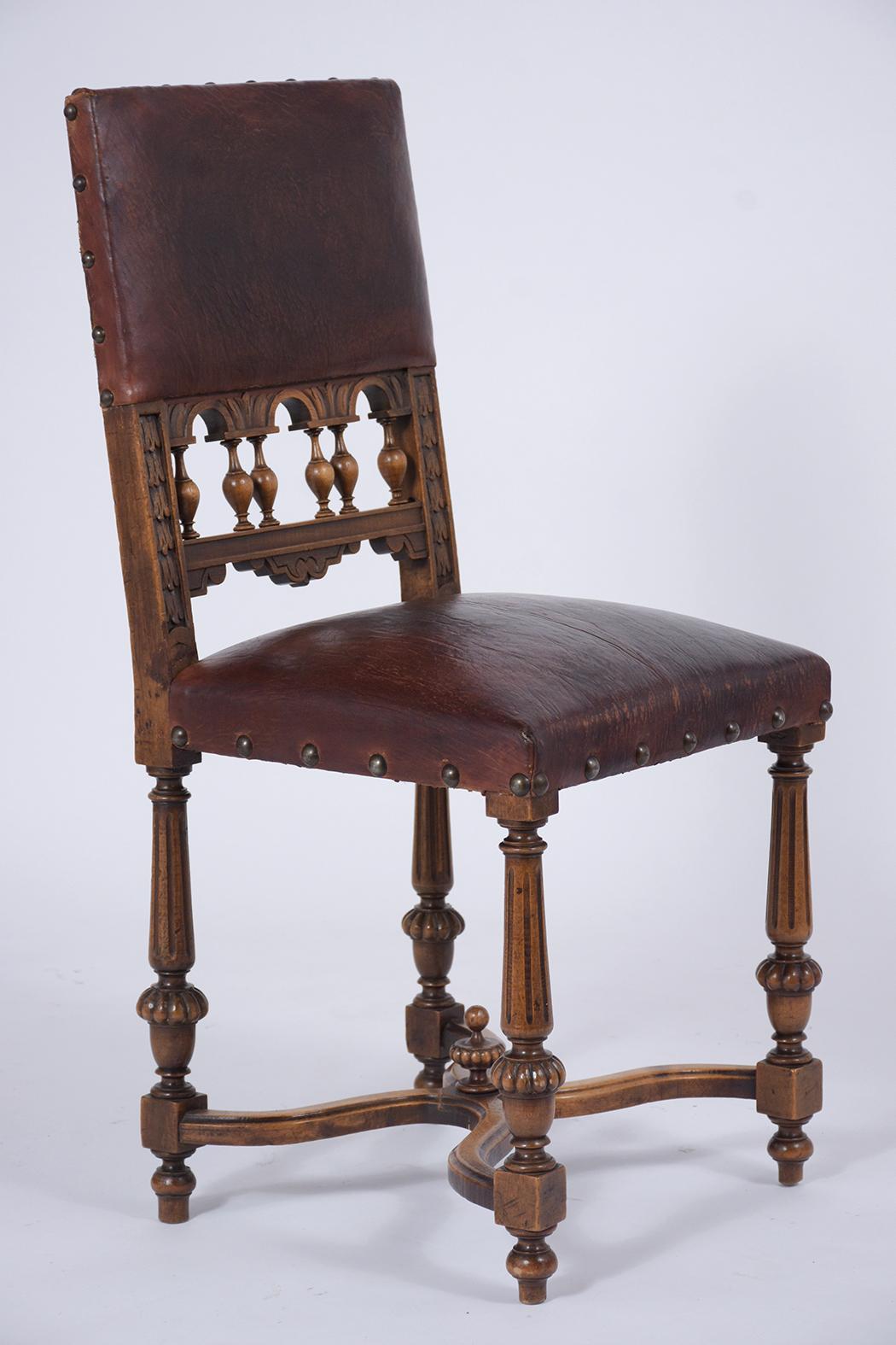 19th Century Leather Dining Chairs 1