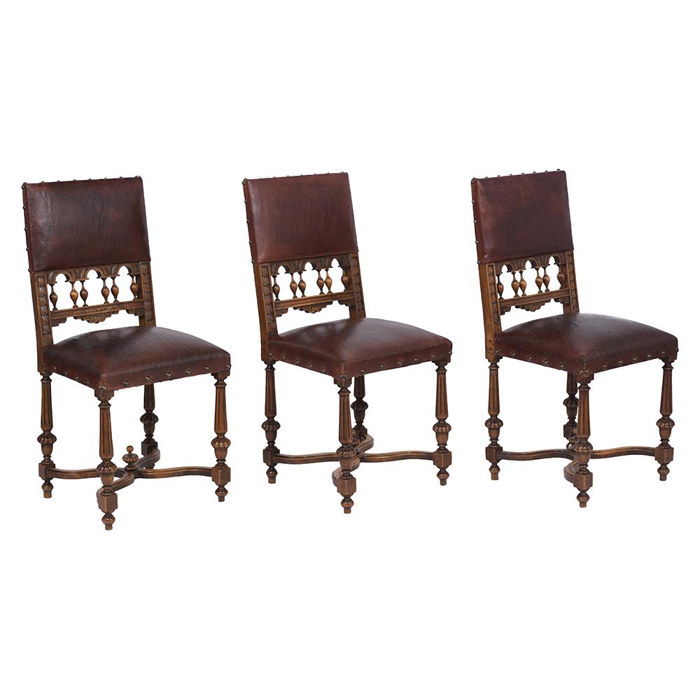 Upholstery 19th Century Leather Dining Chairs