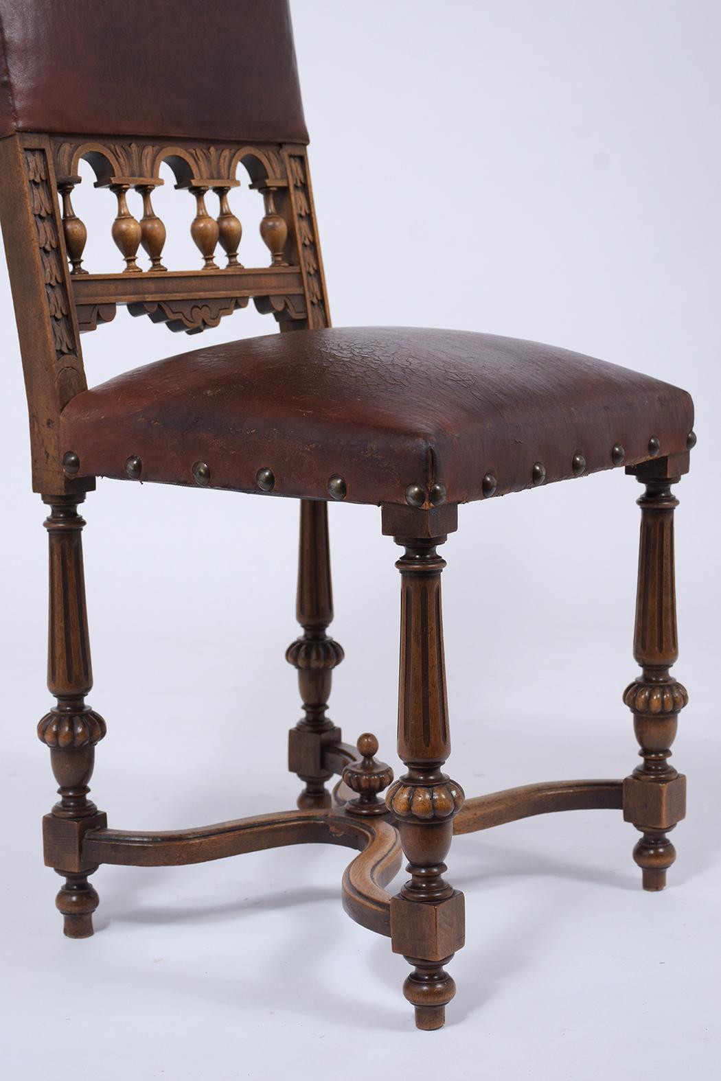 19th Century Leather Dining Chairs 2