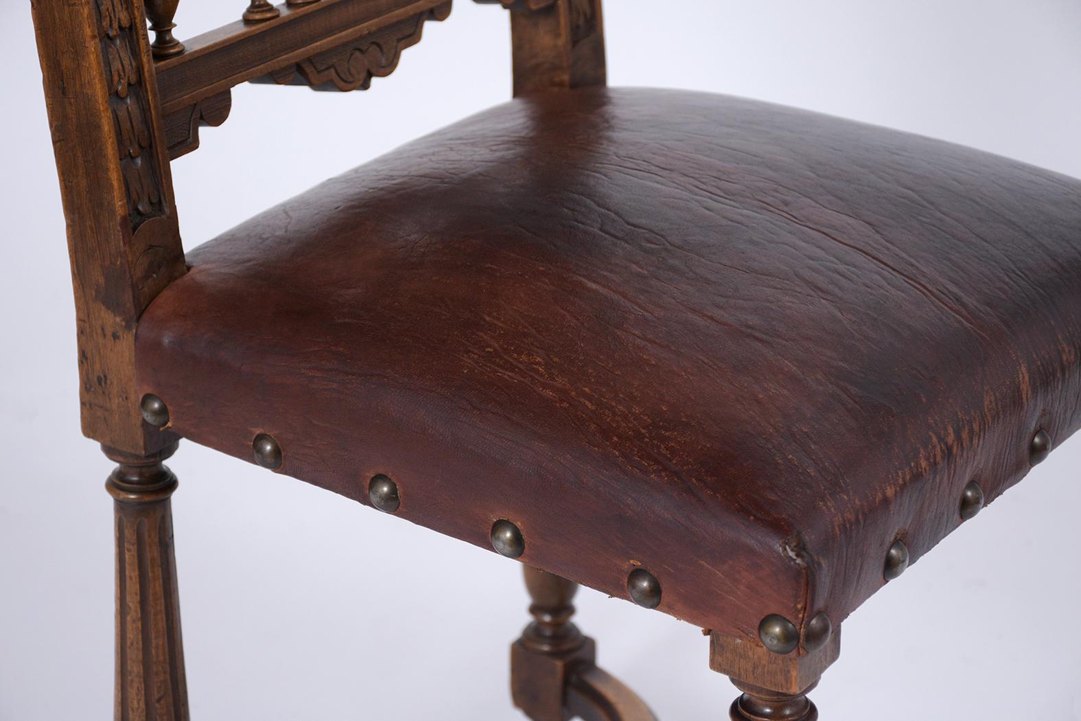 19th Century Leather Dining Chairs 3