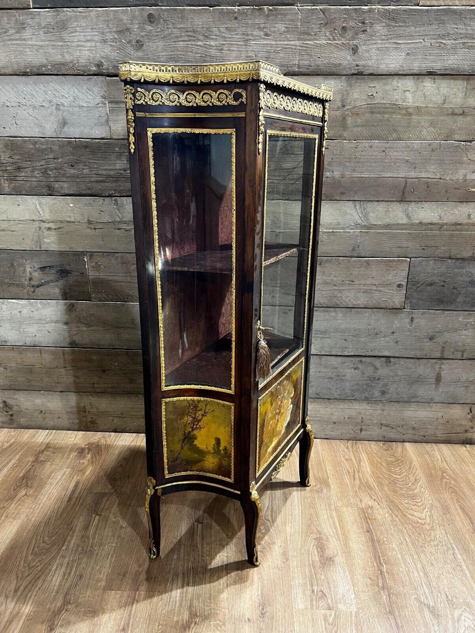 French Antique Display Cabinet Vitrine Vernis Martin Painted 1880 For Sale 2