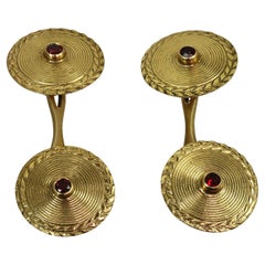 Gemelos Antiguos Franceses Rubí Doble Cara Oro Amarillo 18k