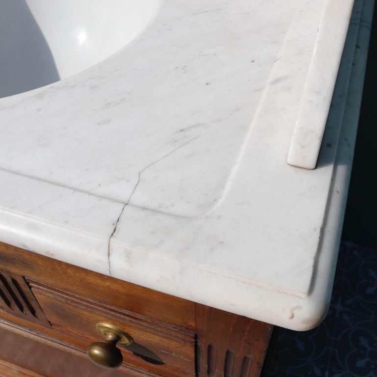 French Antique Double Vanity Marble Washstand For Sale at 1stDibs