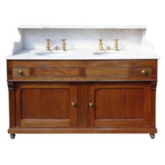 French Antique Double Vanity Marble Washstand