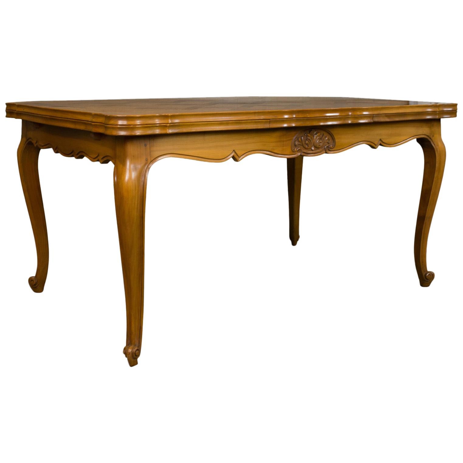 French, Draw Leaf Dining Table, Beech, Extending, Louis XV Revival, circa 1930
