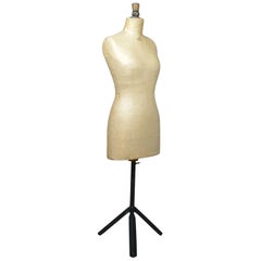 French Antique Dress Makers Dummy, Adjustable Height, Three-Quarter, circa 1900
