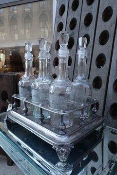 French Antique Drinks Stand with Six Decanters
