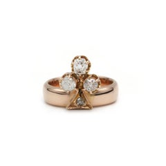 French Antique Duchesse Diamond Ring in 18K Yellow Gold