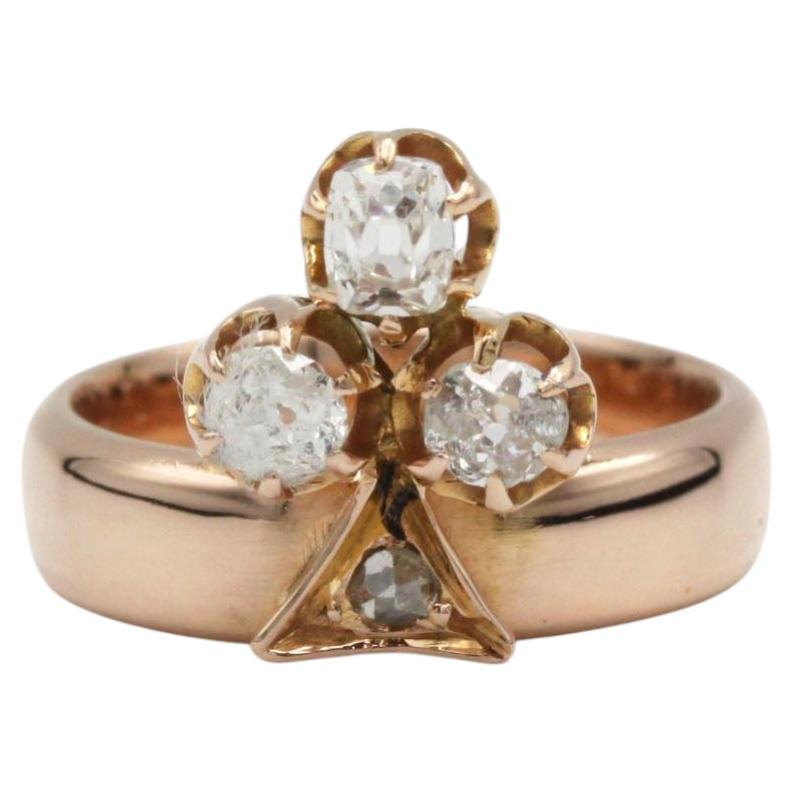 French Antique Duchesse Diamond Ring in 18K Yellow Gold