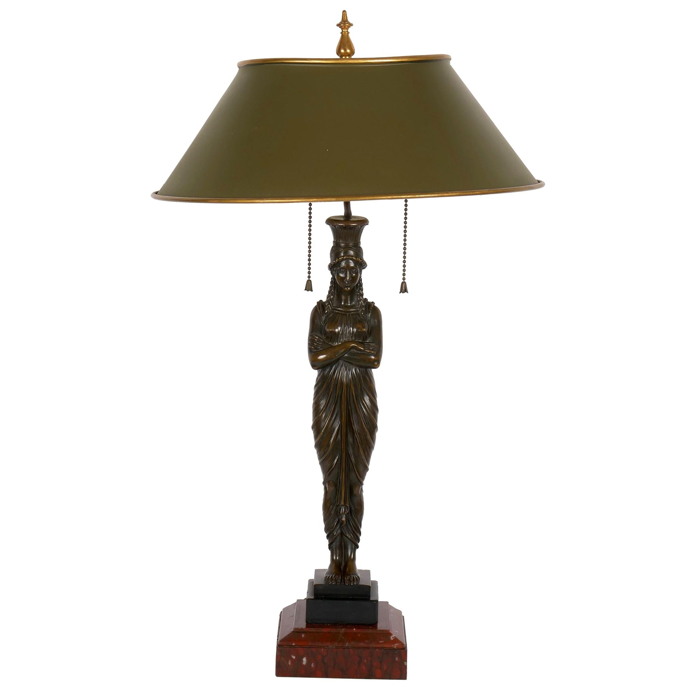 Ranieri Signed Antique French Cast Metal Figural Table Lamp For Sale at
