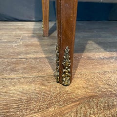 French Antique Embossed Leather Top Desk with Two Drawers and Original Key