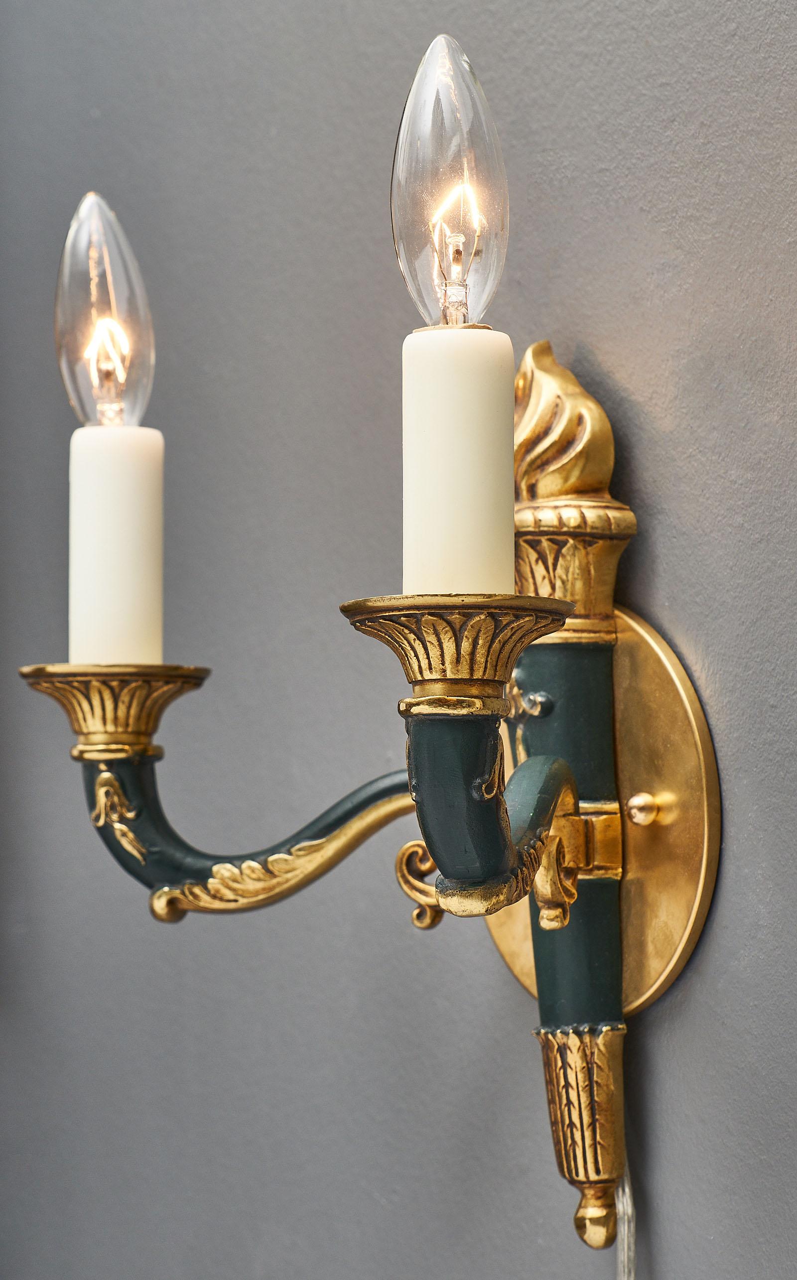 French Antique Empire Style Sconces In Good Condition In Austin, TX