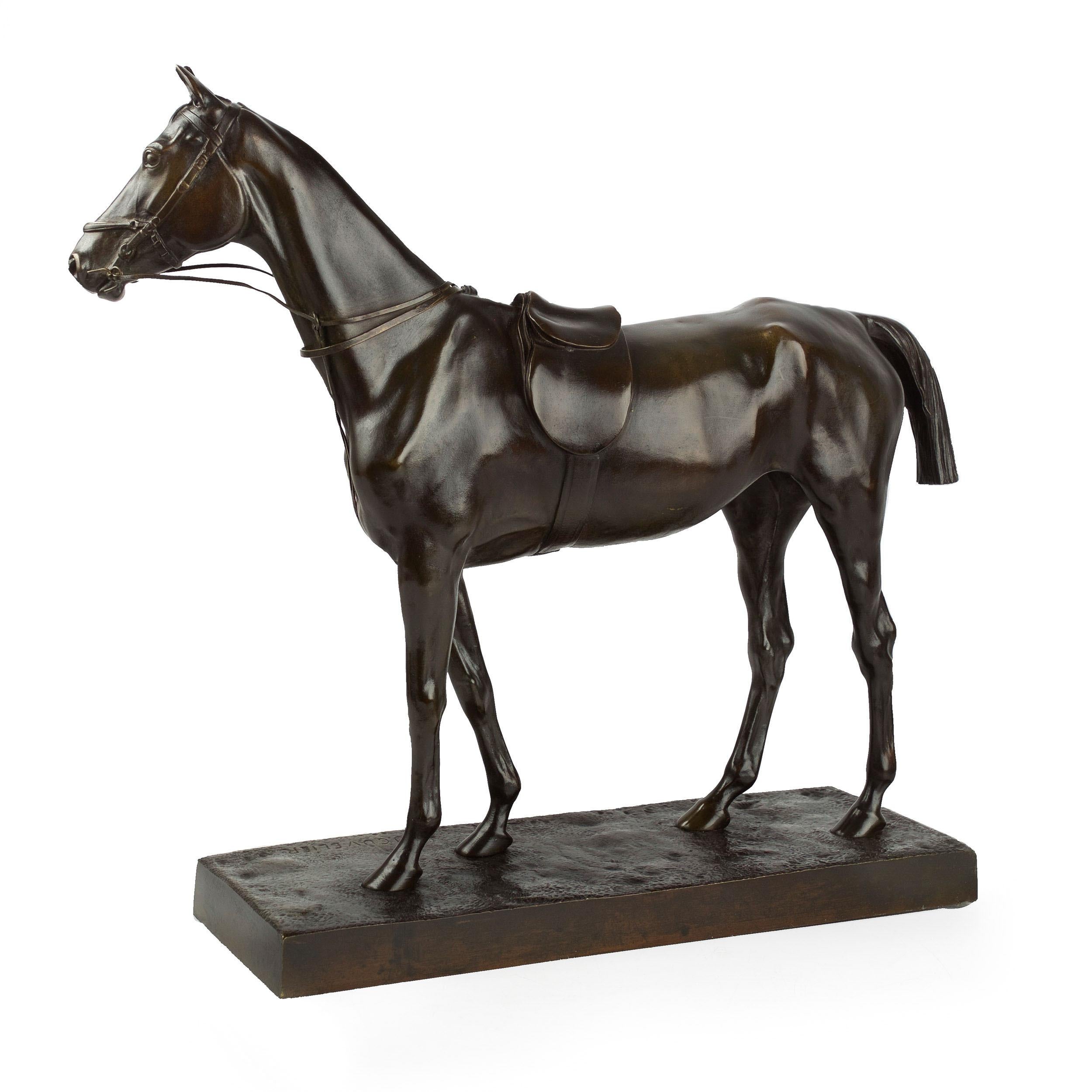 French Antique Equestrian Bronze Sculpture of Racehorse by Joseph Cuvelier In Good Condition In Shippensburg, PA