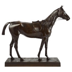 French Antique Equestrian Bronze Sculpture of Racehorse by Joseph Cuvelier