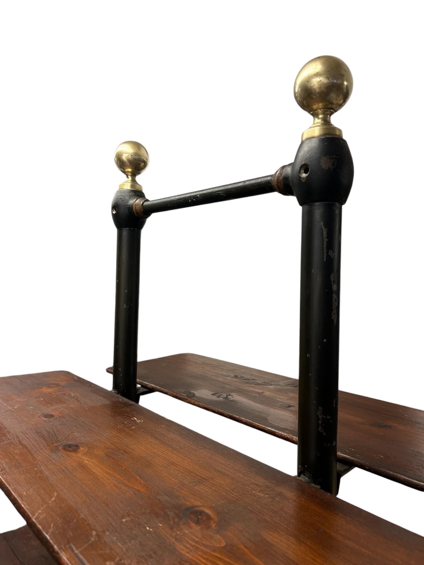 Hand-Crafted French Antique Etagere Display Stand Cast Iron Base Wood Shelving Toulouse, FR.