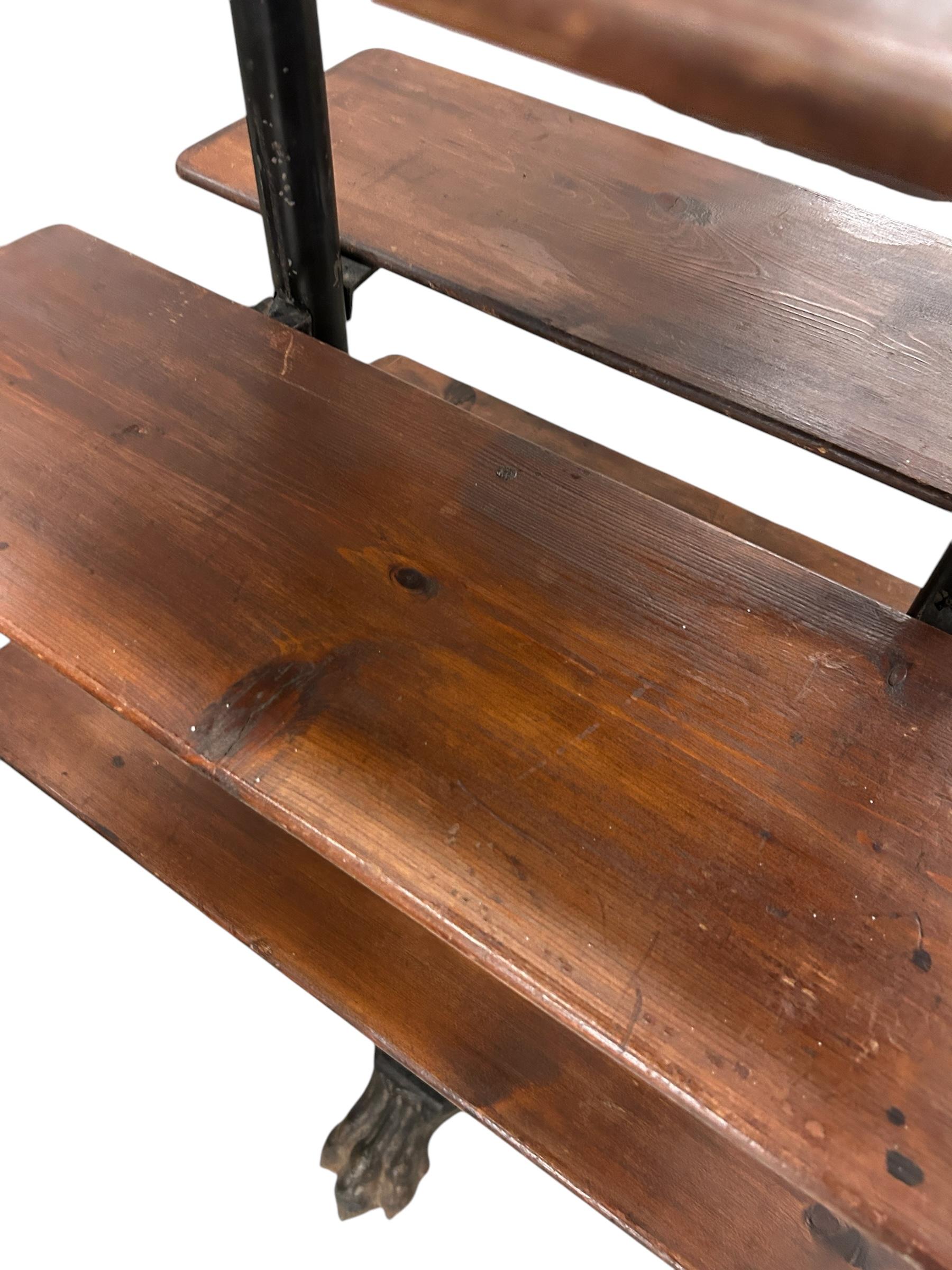 20th Century French Antique Etagere Display Stand Cast Iron Base Wood Shelving Toulouse, FR.