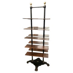 French Antique Etagere Display Stand Cast Iron Base Wood Shelving Toulouse, FR.