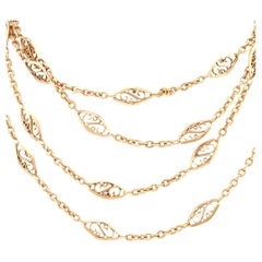 Französische antike Fancy Gliederhalskette aus 18 Karat Gelbgold
