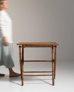 French Antique Faux Bamboo Folding Table, Walnut Brown, 1900-1909