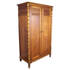 French Antique Faux Bamboo Food Cupboard or Small Armoire