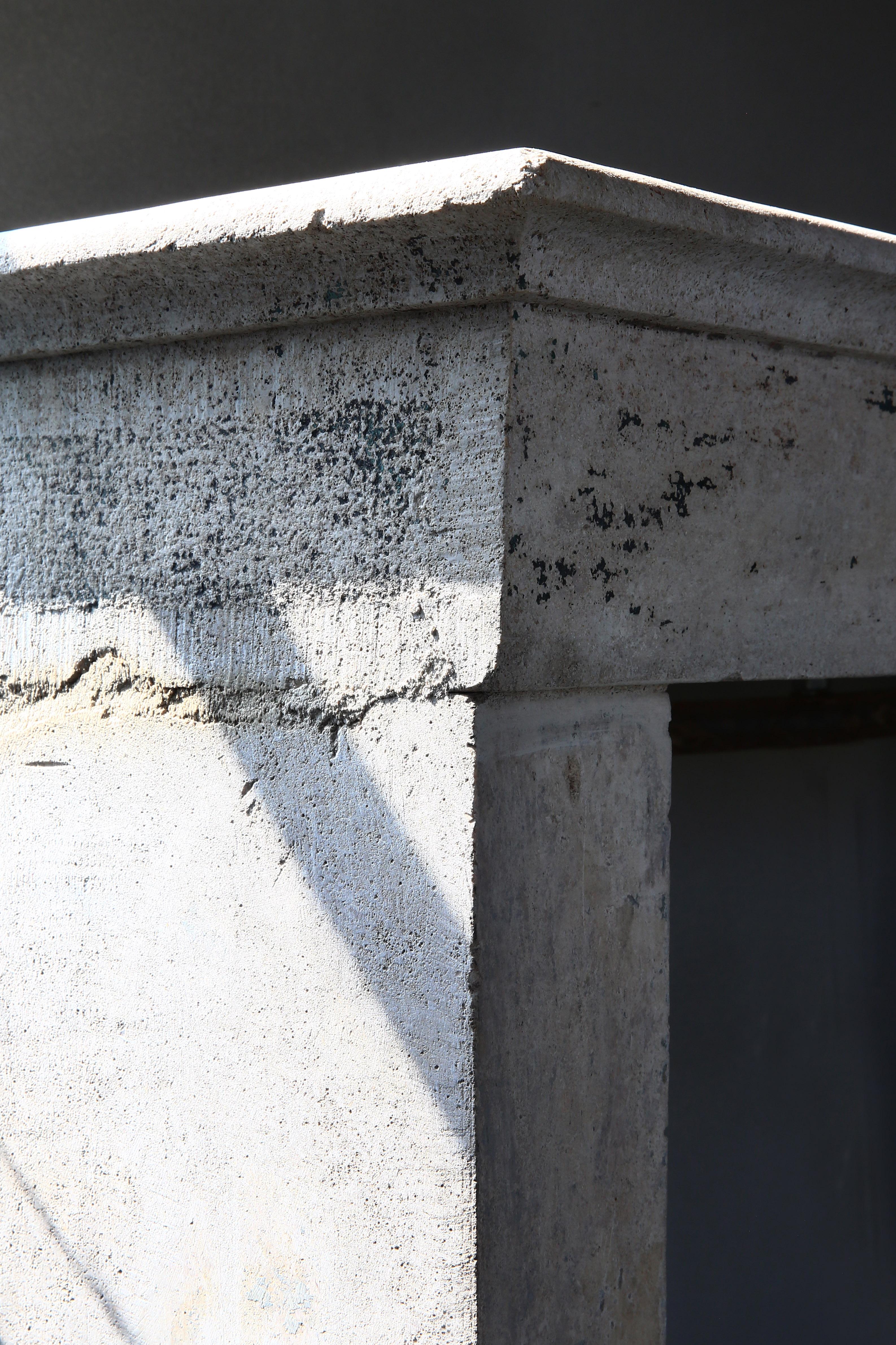 French Antique Fireplace/Mantelpiece of Limestone, 19th Century 7