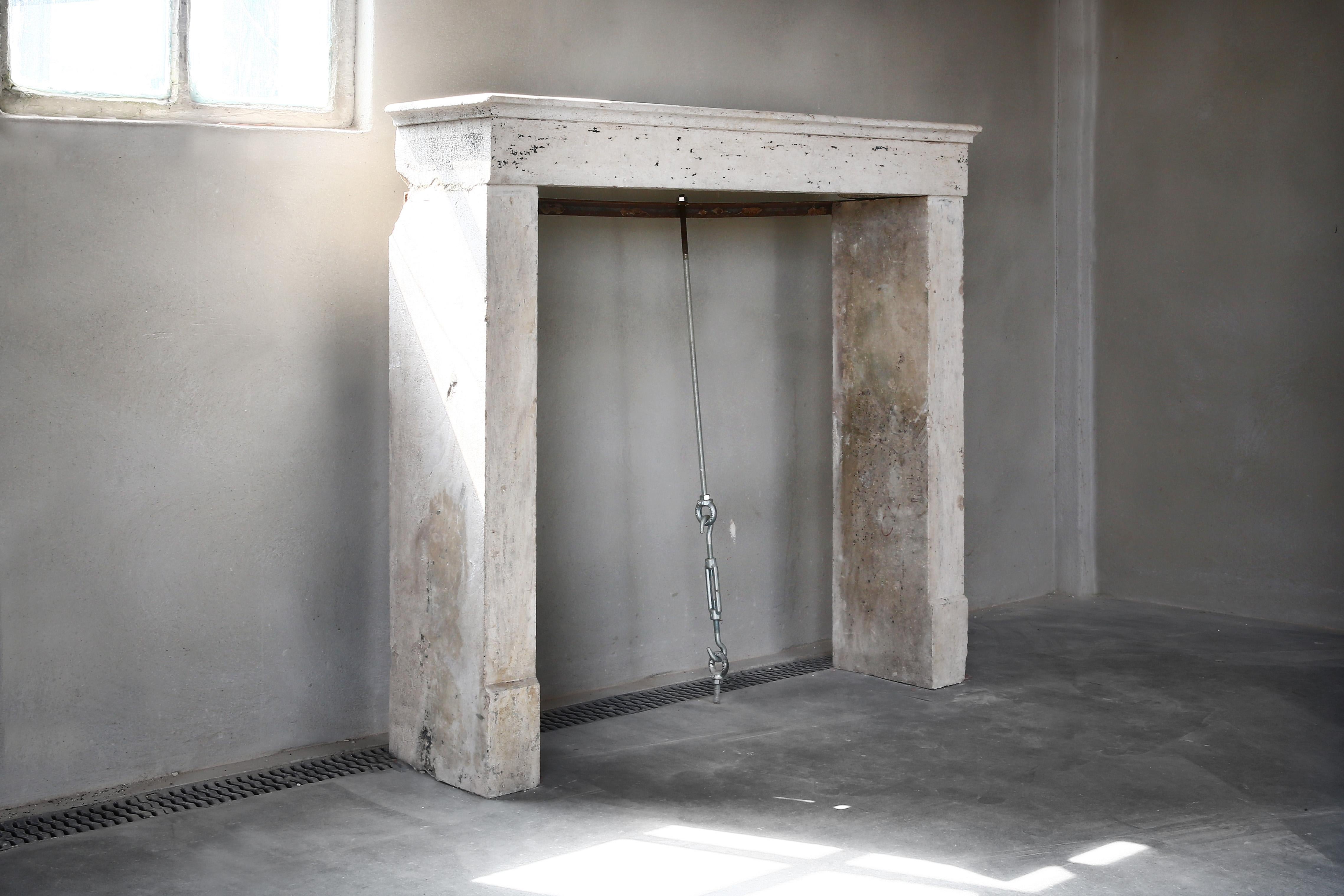 Other French Antique Fireplace/Mantelpiece of Limestone, 19th Century