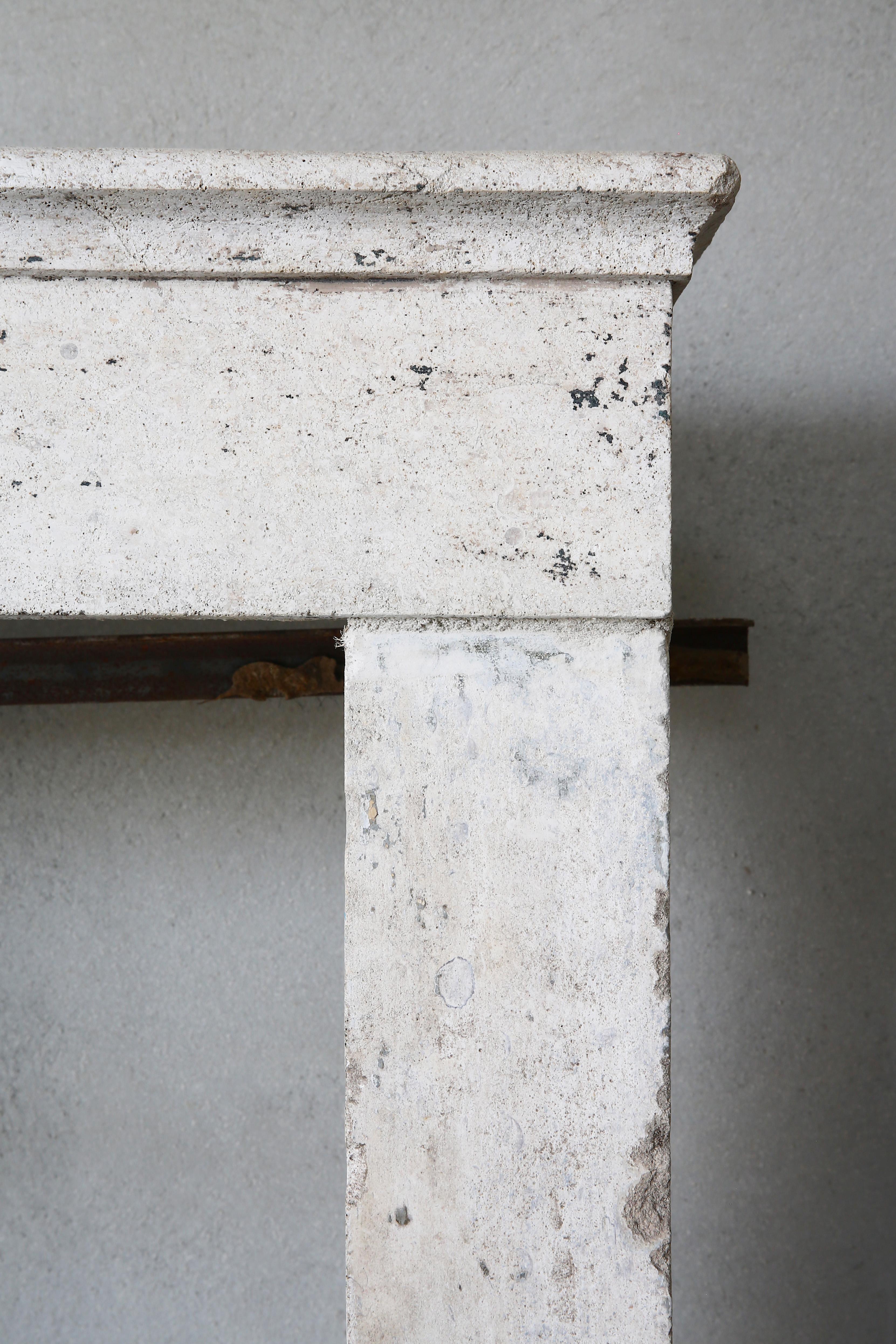 French Antique Fireplace/Mantelpiece of Limestone, 19th Century 4