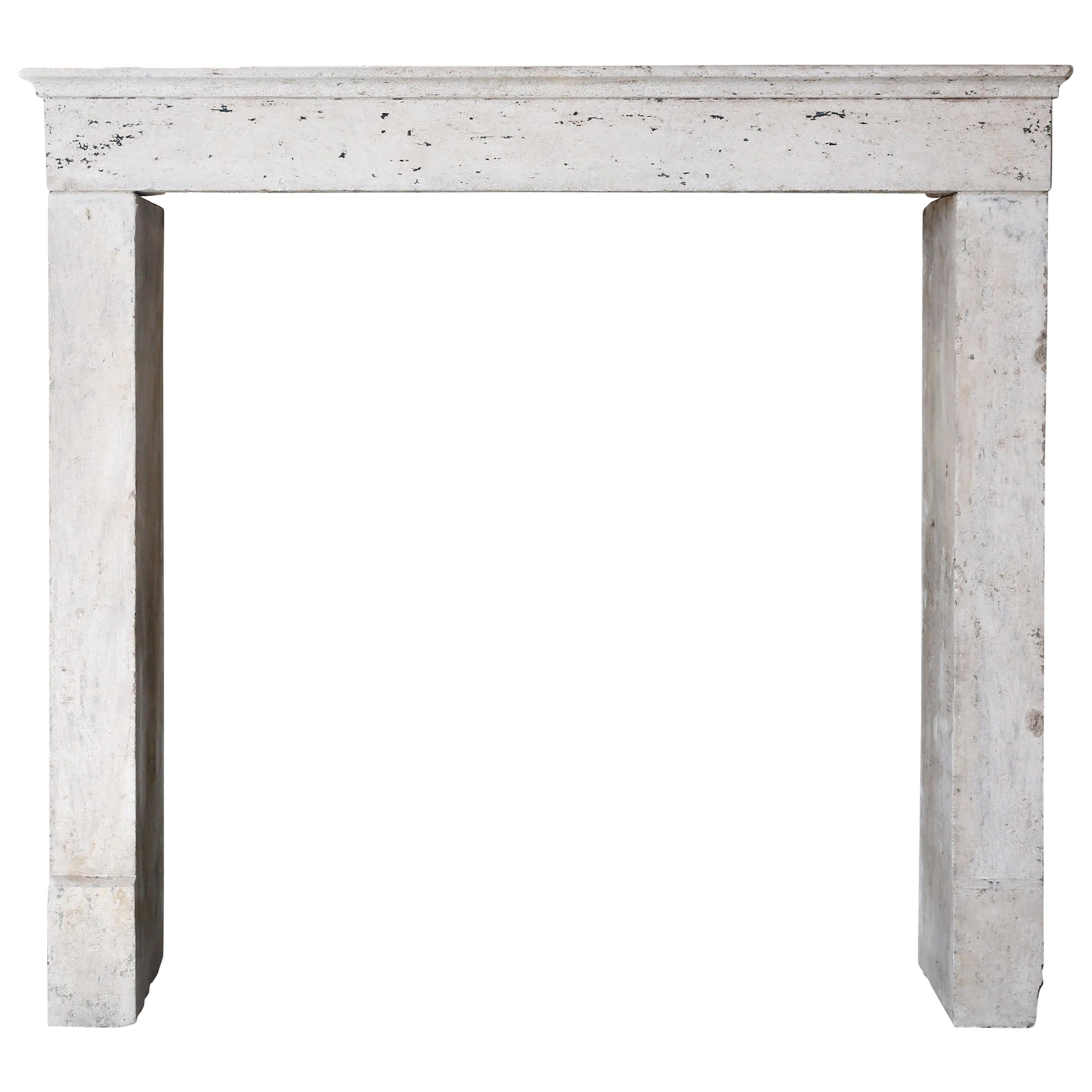 French Antique Fireplace/Mantelpiece of Limestone, 19th Century
