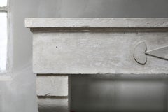 French Antique Fireplace of Limestone, 19th Century, Campagnarde