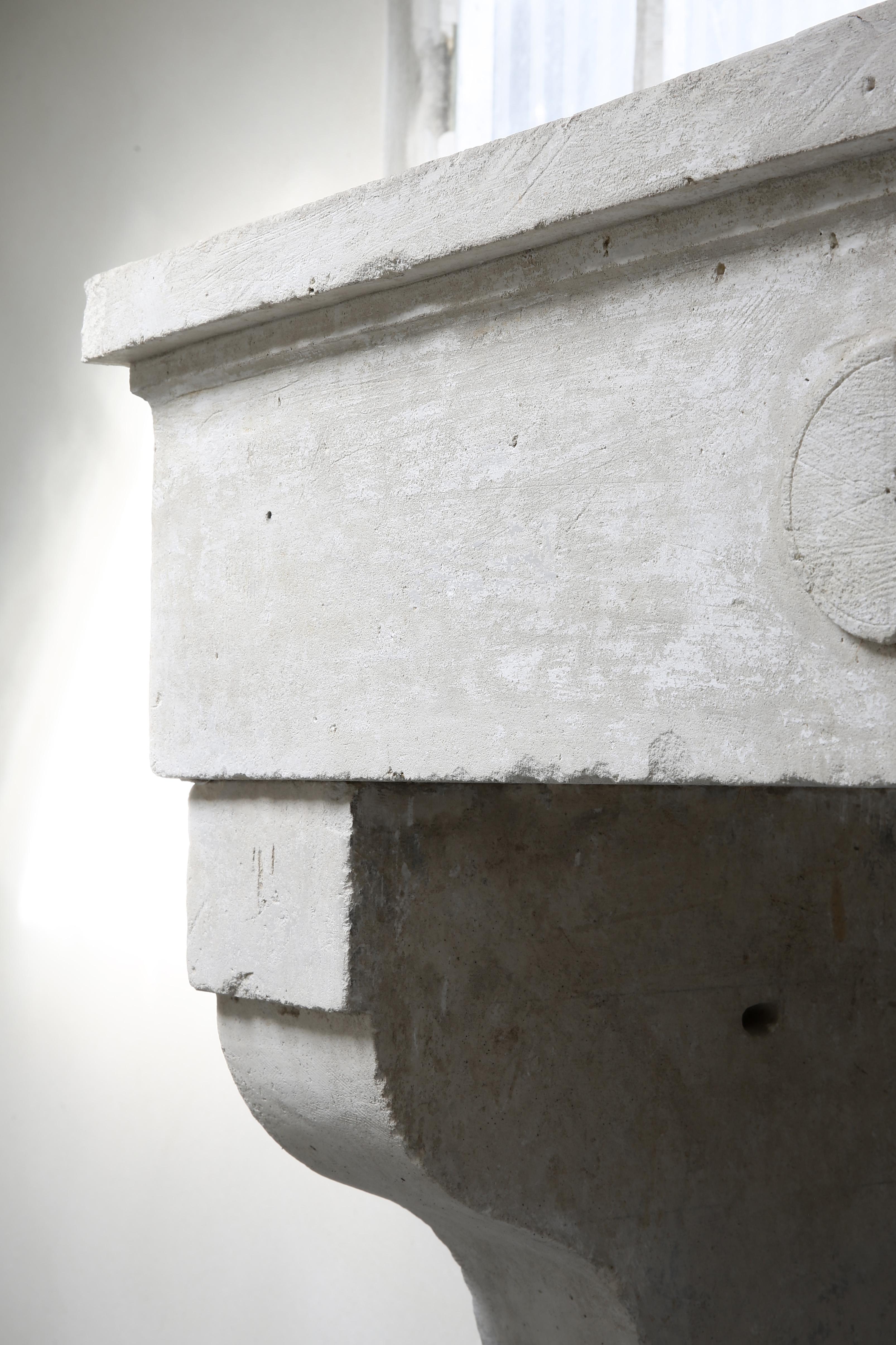 French Antique Fireplace of Limestone, 19th Century, Campagnarde For Sale 2