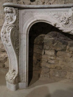 French antique fireplace Regency Carrera marble, handcrafted circa 1800s, Paris