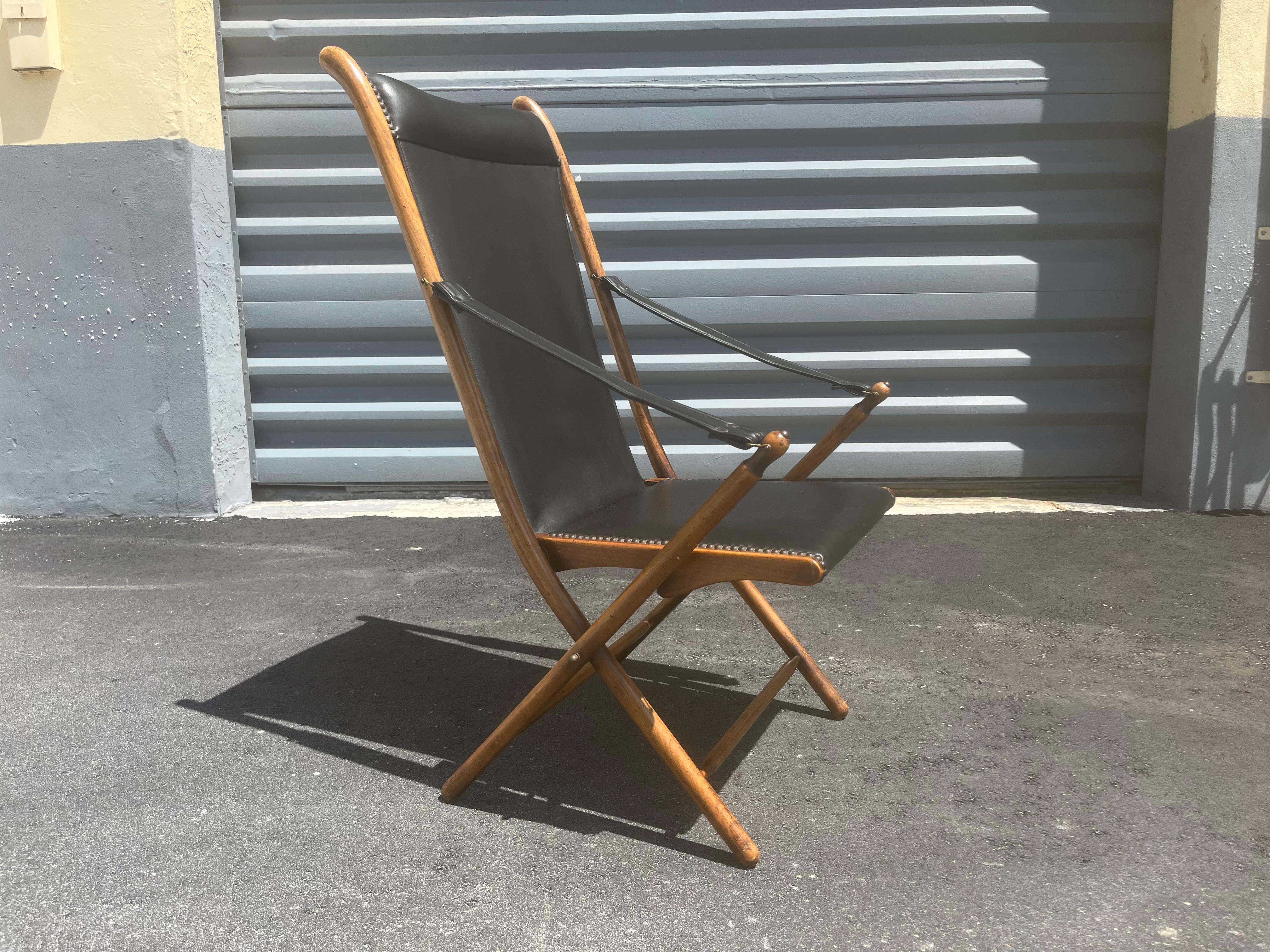 French Antique Folding Chair, Campaign Safari For Sale 4