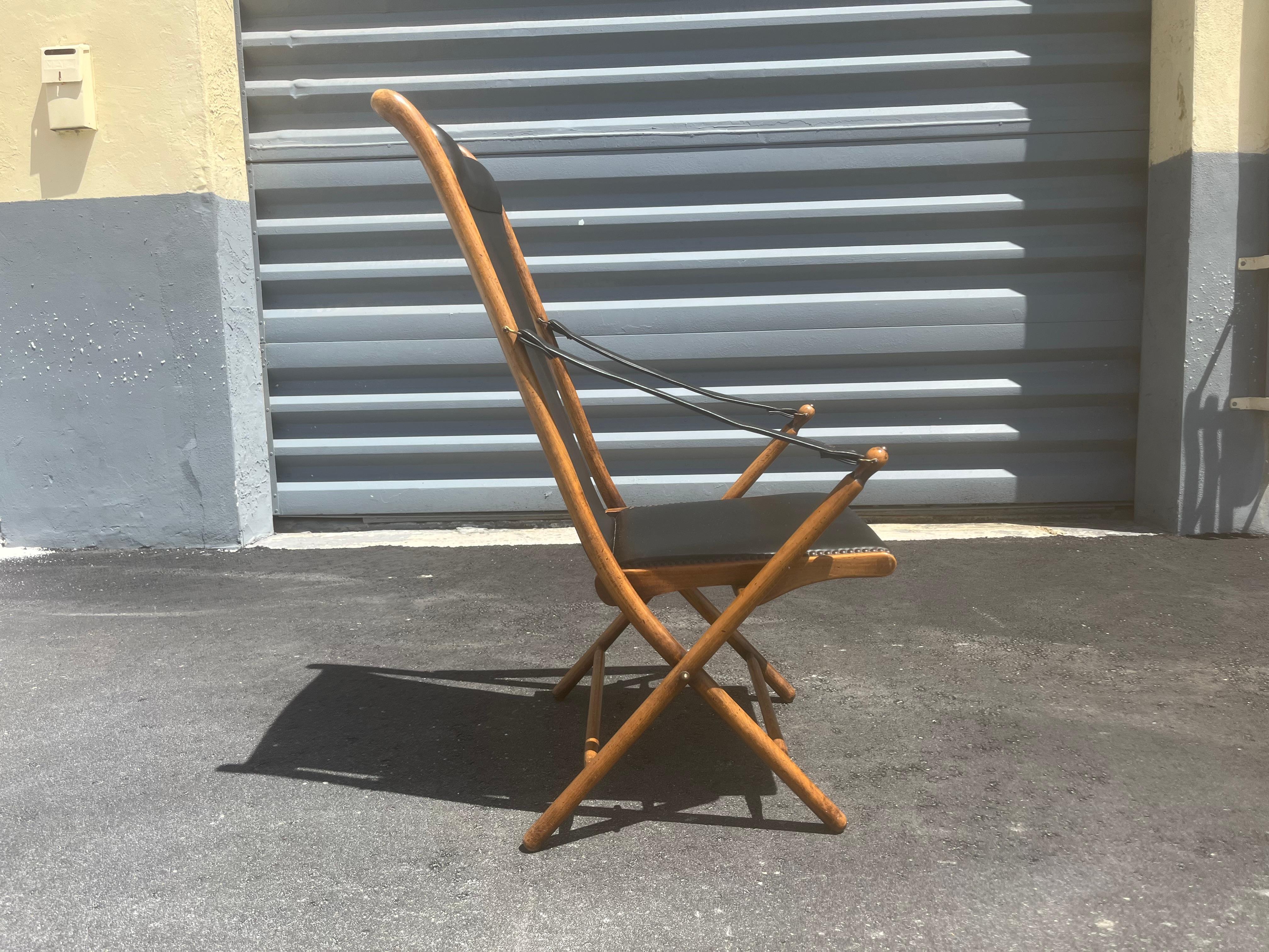 French Antique Folding Chair, Campaign Safari For Sale 5
