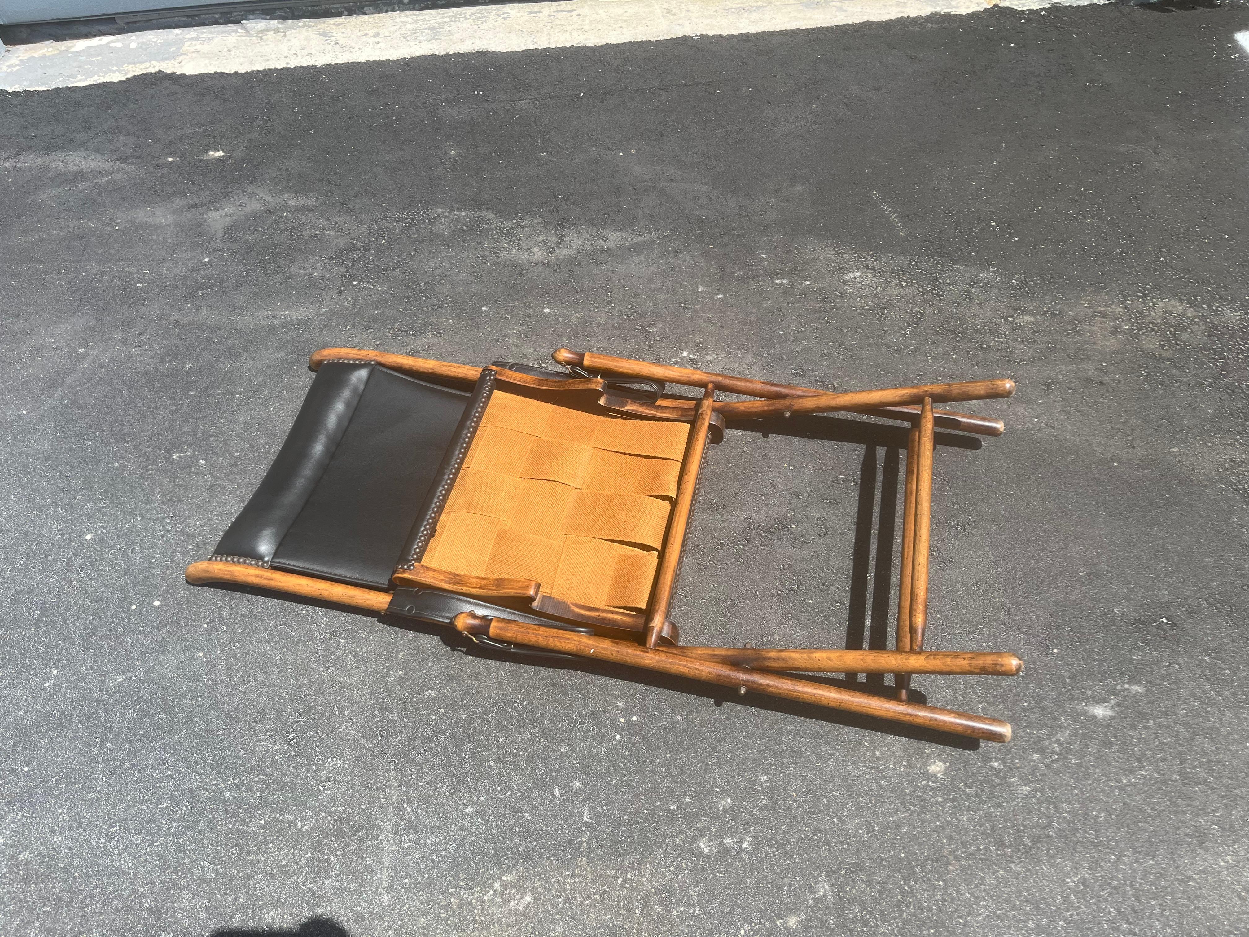 French Antique Folding Chair, Campaign Safari For Sale 6