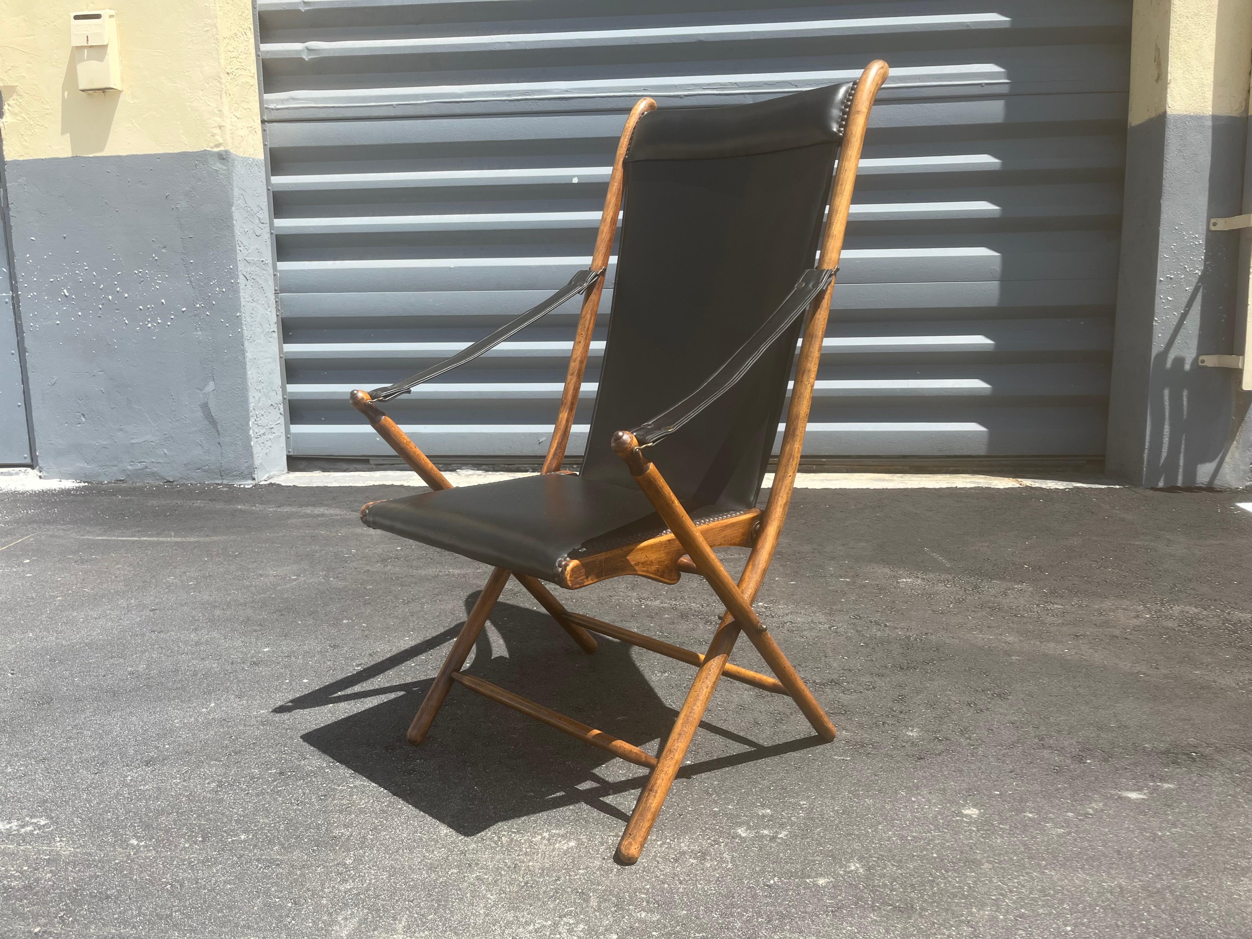 British Colonial French Antique Folding Chair, Campaign Safari For Sale