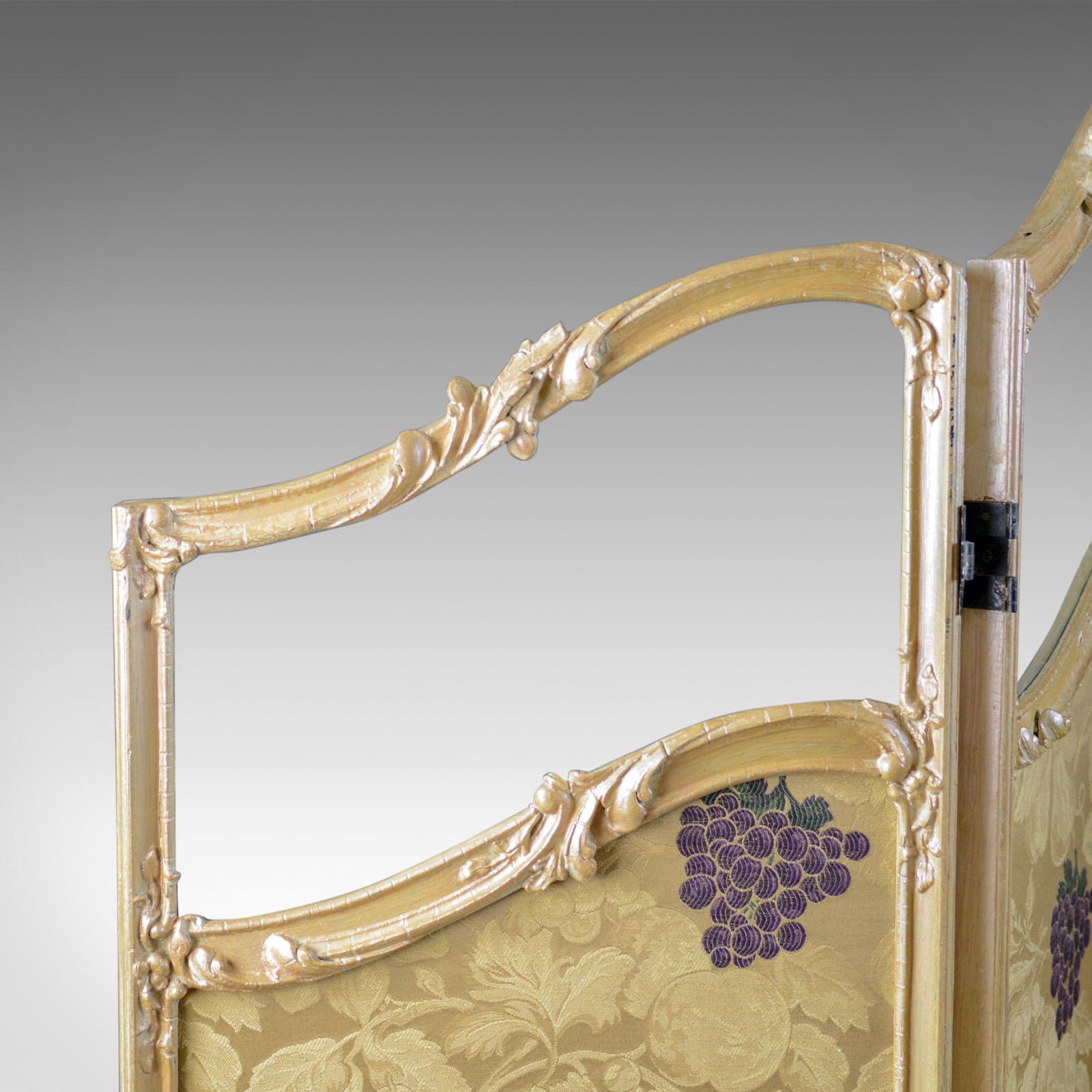 Victorian French Antique Folding Screen, Giltwood, Needlepoint, Room Divider, circa 1890