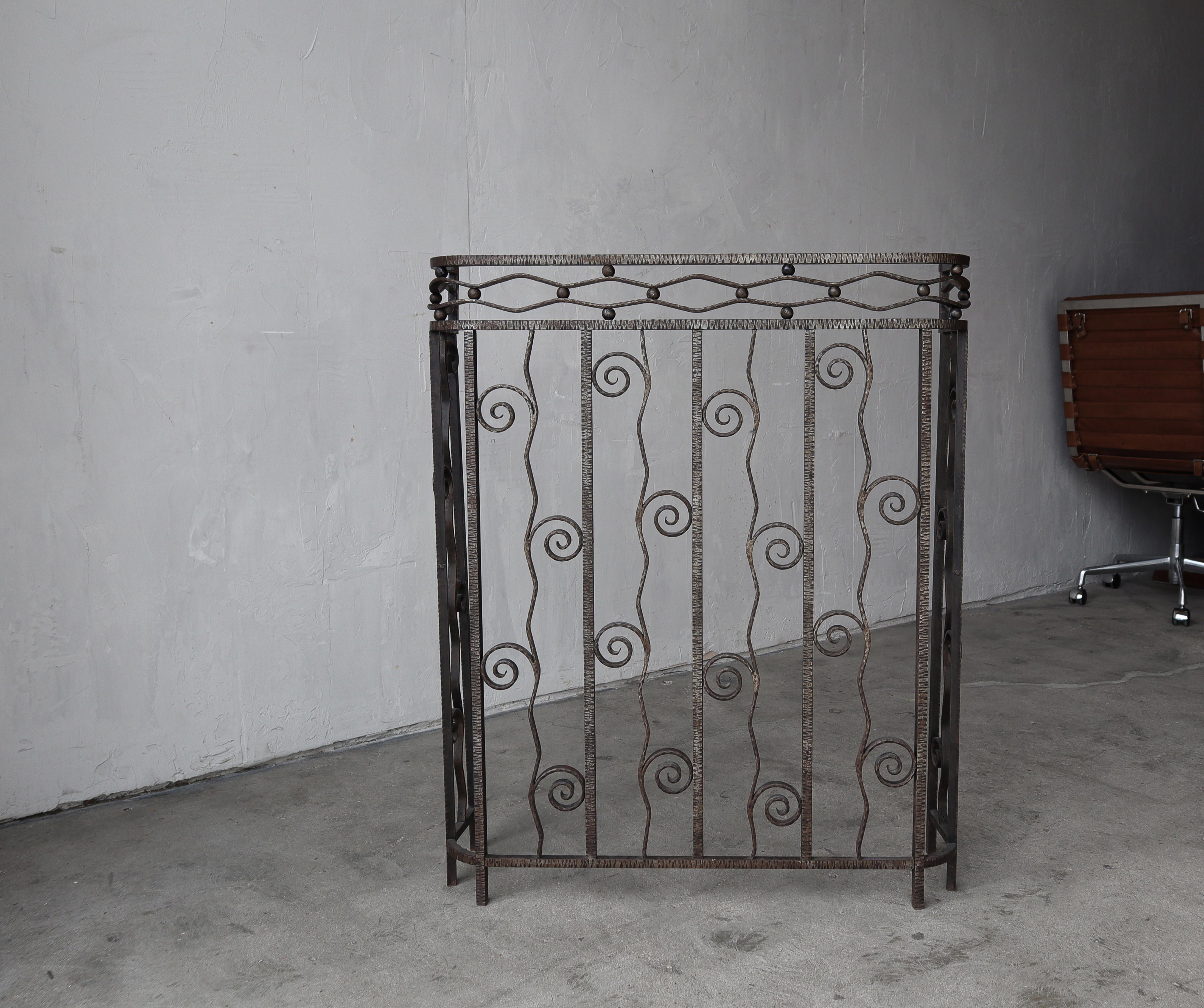 20th Century French Antique Forged Iron Fireplace Screen For Sale